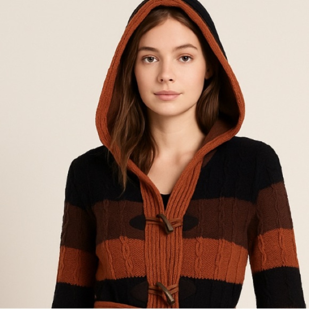 Vintage suede knit women coat long Medium